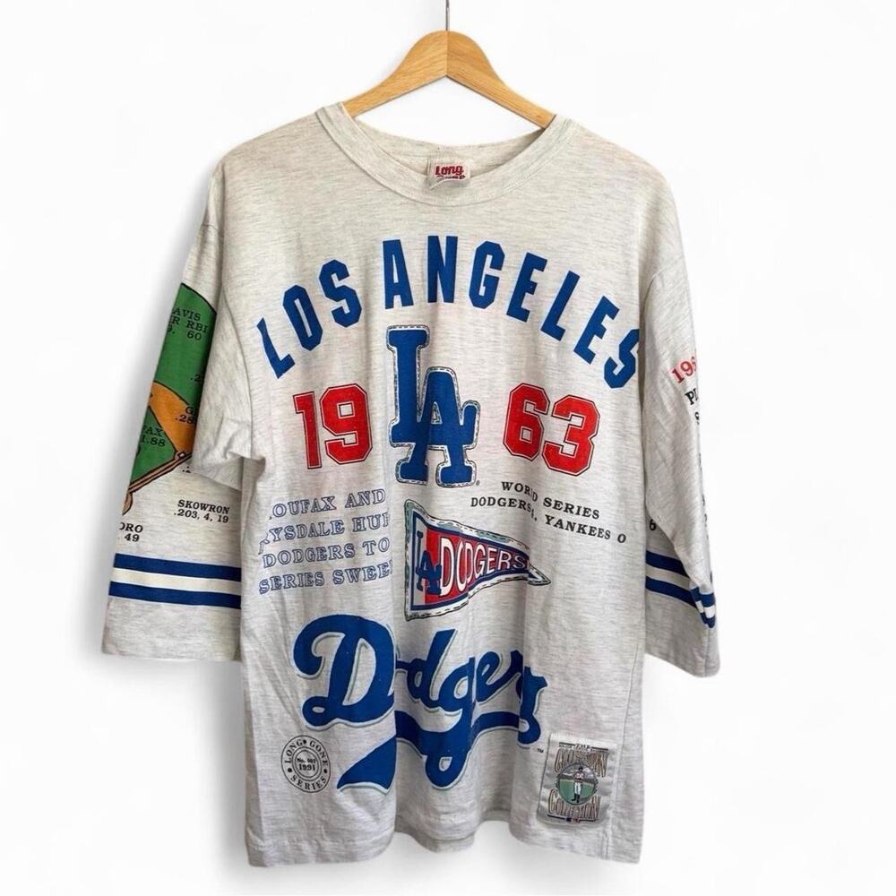 Vintage 80s LA Dodgers MLB 3/4 Sleeve Retro Sports Cooperstown Men’s L USA Tee